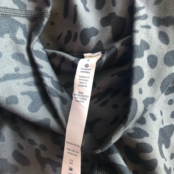 Lululemon Wunder Under Gray Cheetah Print Leggings Sz 4 - Picture 5 of 8